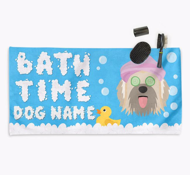 'Bubble Bath Time' Personalised Dog Towel for your {breedCommonName}